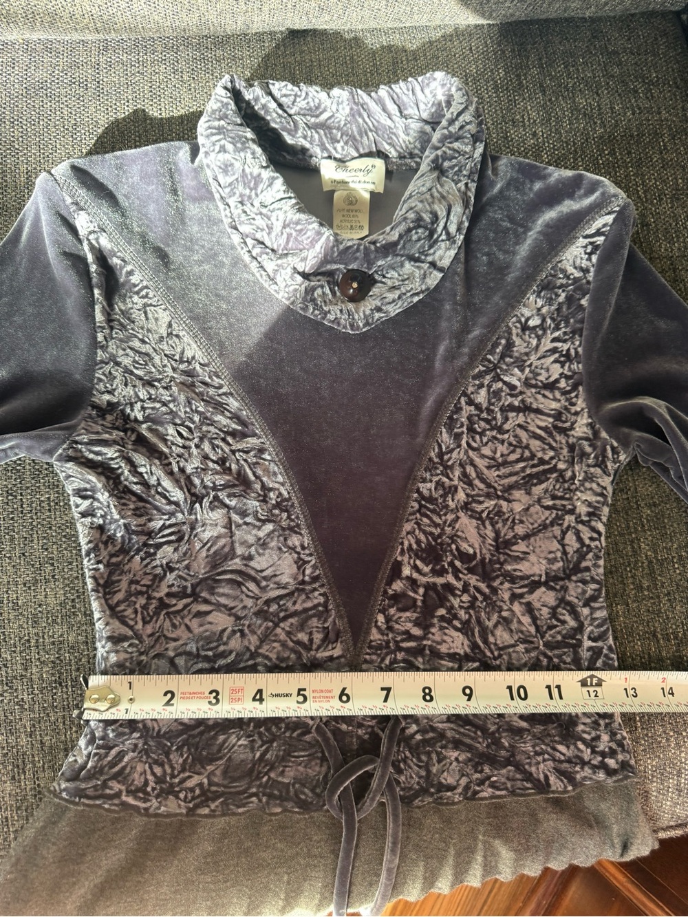 Vintage Cheerly Charcoal Velvet & Pleated Maxi Dress - Picture 6 of 7
